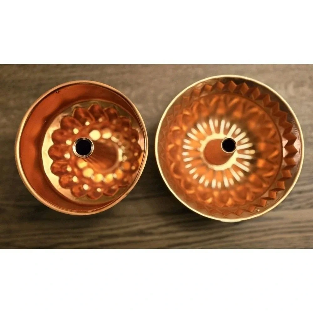 Set of 2 Copper Metal Jelly Molds Fluted Scalloped Vintage Style
